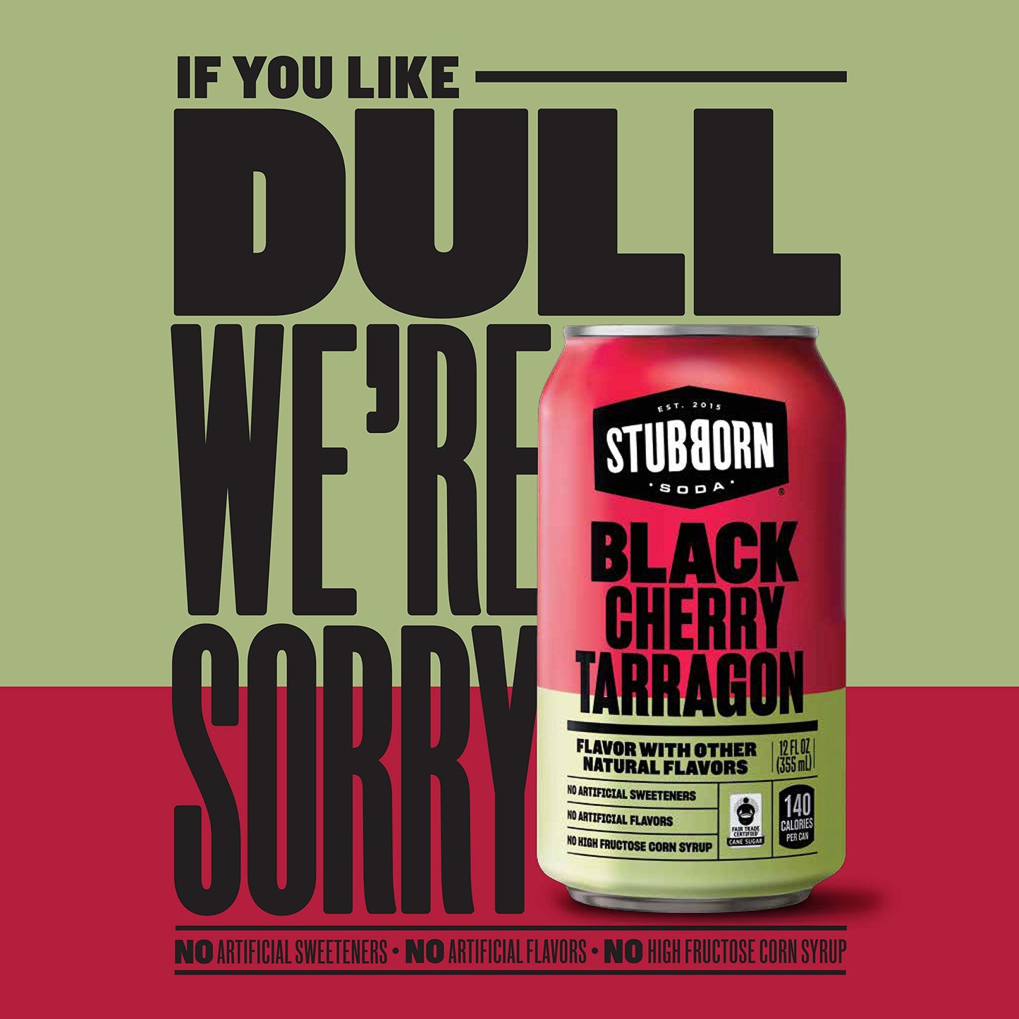Stubborn Soda, Black Cherry Tarragon, 12 Fl Oz Cans (Pack of 12)