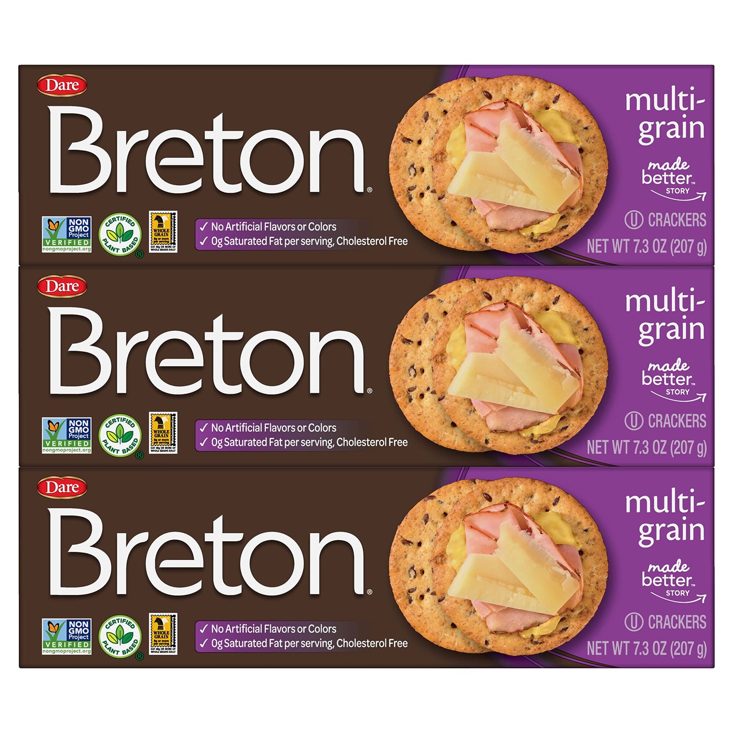 Breton Multigrain Crackers, 7.3 Ounce (Pack of 3)