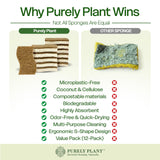 Purely Plant Natural Kitchen Sponges (12 Pack) - Biodegradable Cellulose & Coconut fiber Scrubber Dish Sponges, Eco-Friendly, Compostable