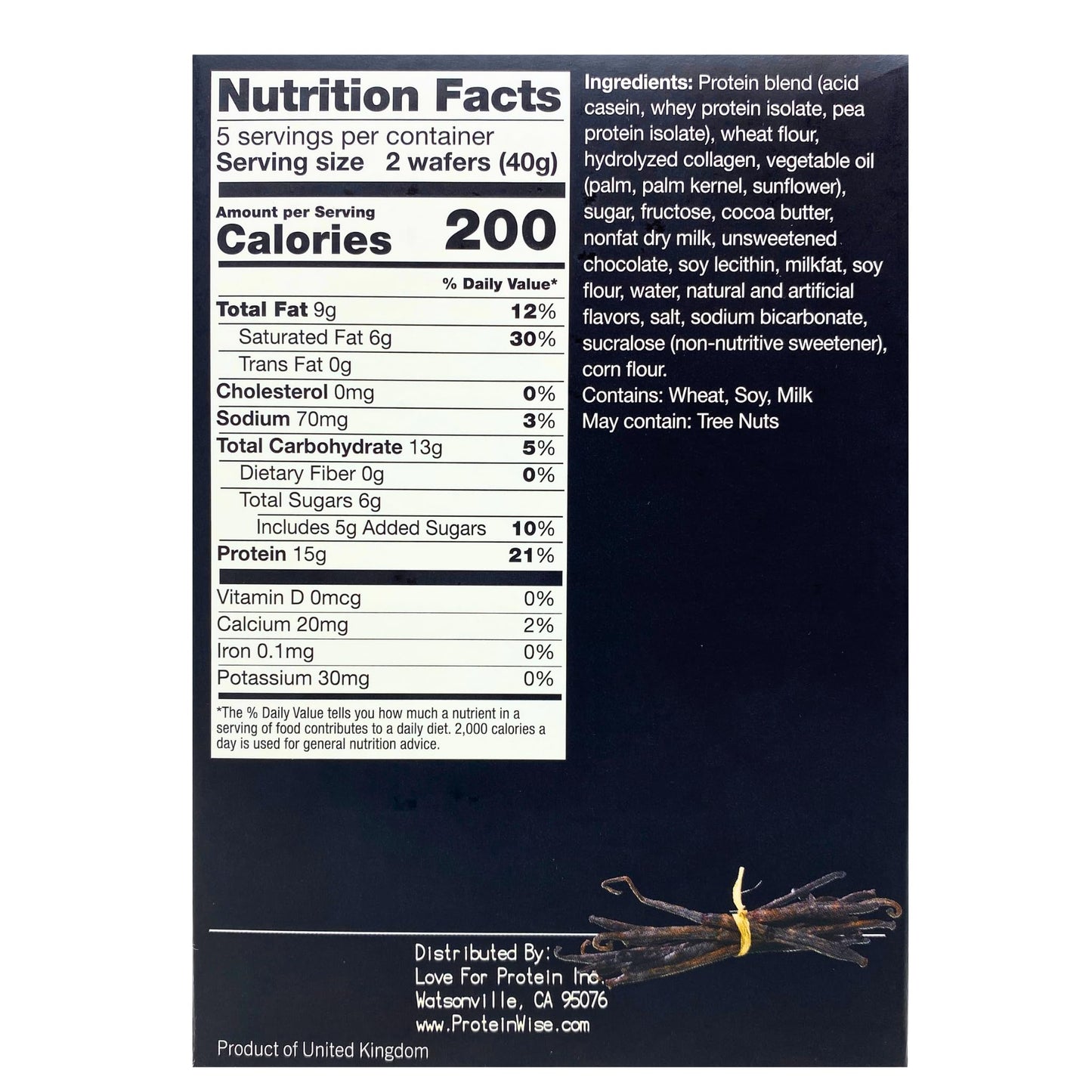Proteinwise - Vanilla Wafers, High Protein, Low Carb Snack, Healthy Low-Calorie Diet Snack, Whey Protein, Trans-Fat Free, Cholesterol Free, Bariatric