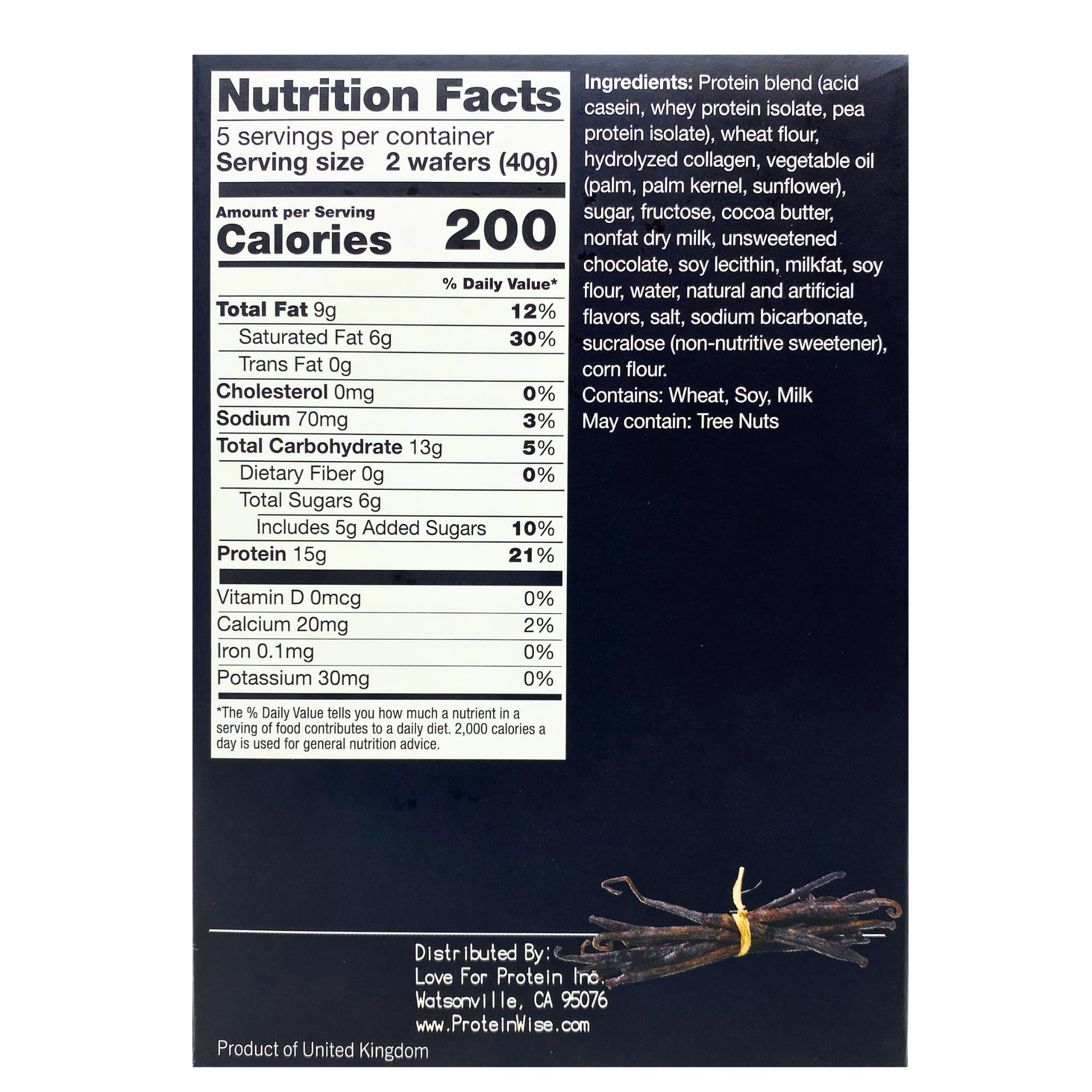 Proteinwise - Vanilla Wafers, High Protein, Low Carb Snack, Healthy Low-Calorie Diet Snack, Whey Protein, Trans-Fat Free, Cholesterol Free, Bariatric