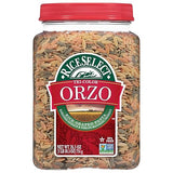 RiceSelect Tri-Color Orzo Rice-Shaped Pasta, Premium Spinach- and Tomato-Flavored Non-GMO Orzo Pasta, 26.5-Ounce Jar