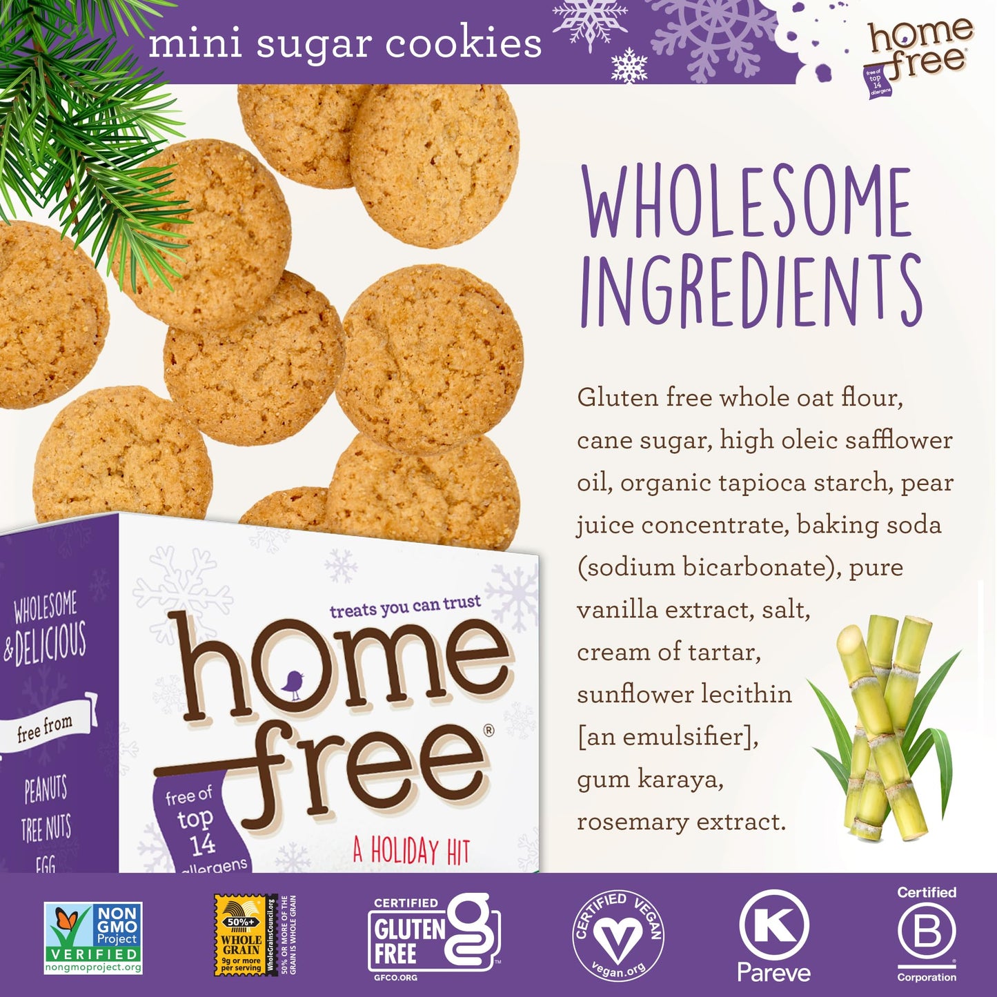 Homefree Treats You Can Trust Gluten Free Mini Cookies, Sugar, 5 Oz