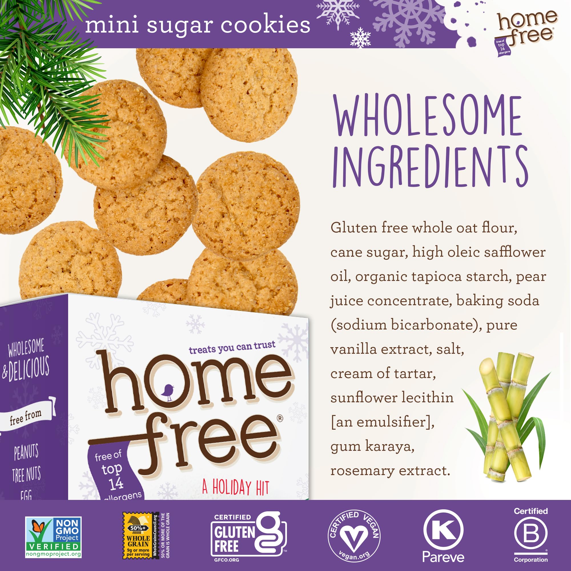 Homefree Treats You Can Trust Gluten Free Mini Cookies, Sugar, 5 Oz