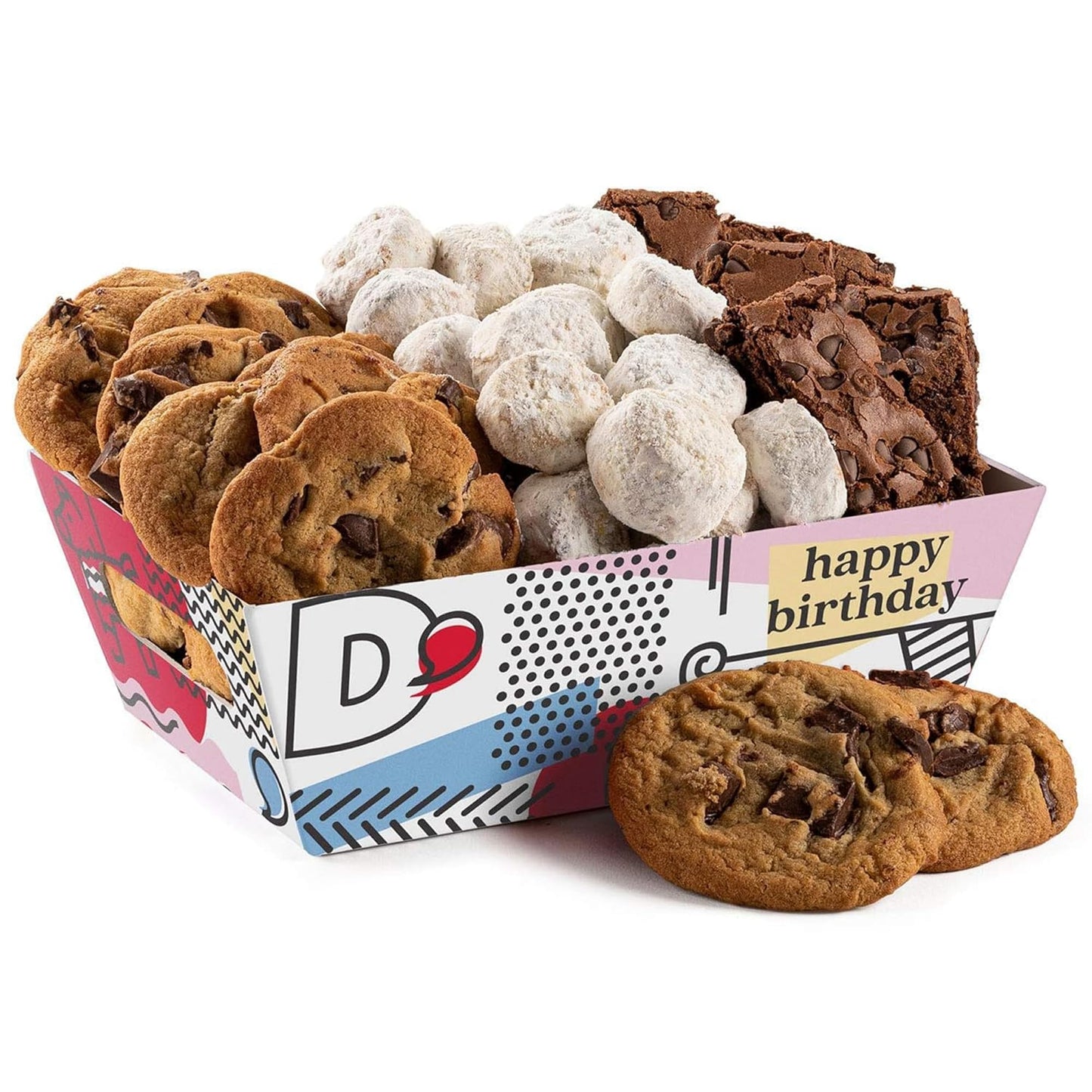 David’s Cookies Happy Birthday Cookies Gift Basket - Deliciously Flavored Assorted Cookies in a Lovely Gift Crate - Gourmet Chocolate Chip Cookies