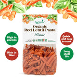 Food to Live Organic Red Lentil Penne Pasta, 8.8 OZ (Pack of 2) - Non-GMO, Single Ingredient. No Additives. No Major Allergens. Good Source of Plant