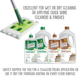 Quick Shine Multi Surface Floor Clean + Polish Mop Kit w/ 3 Reusable Pads & 1-16 oz. Floor Finish | Use Wet + Dry | Hardwood, Luxury Vinyl Plank