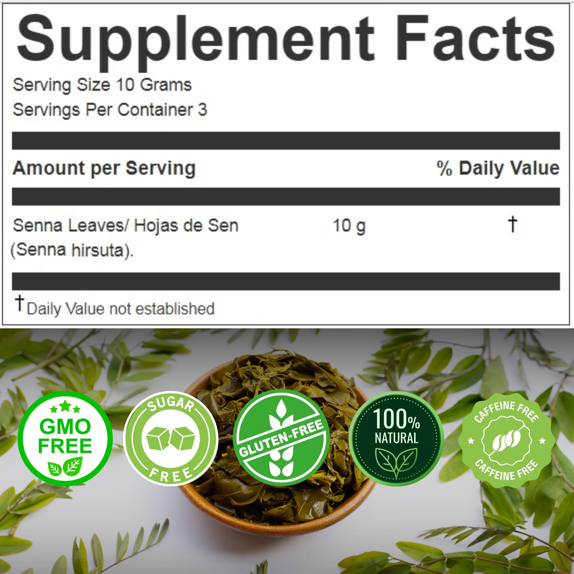 HANAN Senna Leaf Loose Herbal Tea 1.1oz - 30g Dried Herb Wooly Sen Plant Leaves From Peru - Senna Tea