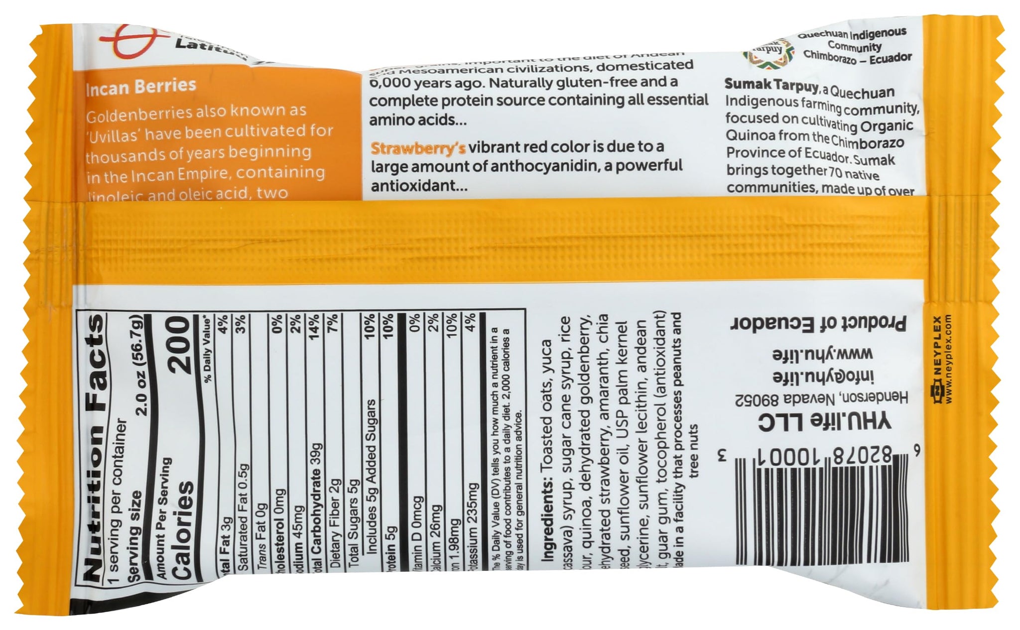 Yhu Life Granola Bar Ancient Grain Goldenberry, 2 OZ