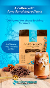 Energybolizer Café Tolex |Instant Columbian Brew Coffee with Added Mushrooms, Maca, Kola Nut, Guarana, and Yerba Mate