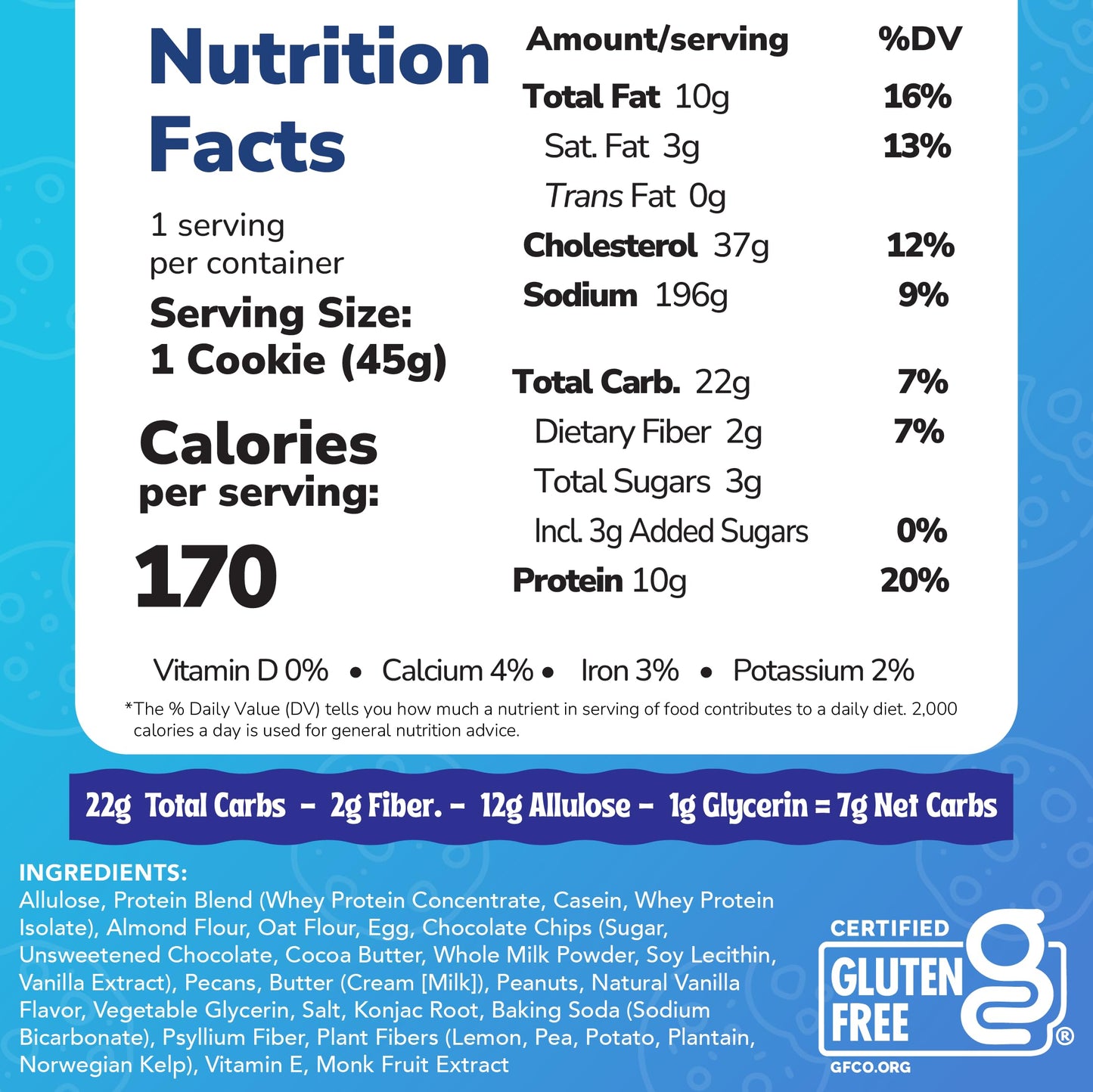 ChipMonk Baking, Chocolate Chip Pecan High Protein Cookies - Low Carb Diet Friendly Gym Snacks, Meal Replacement Cookie, Gluten-Free, Healthy Low