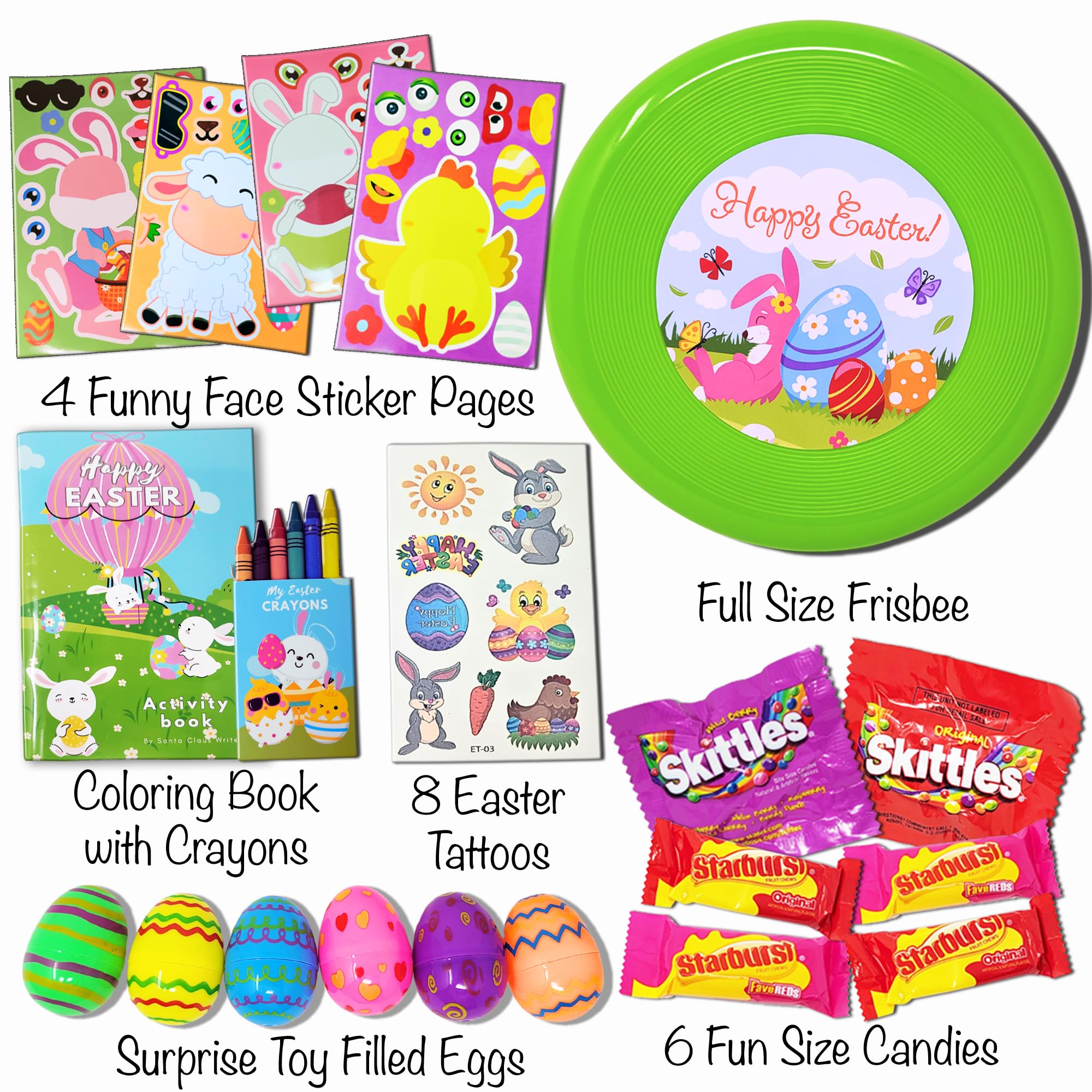 Prefilled Easter Basket for Kids - Easter Care Package with Toys & Candy, Chick Gift Box, Easter Basket Fillers Set