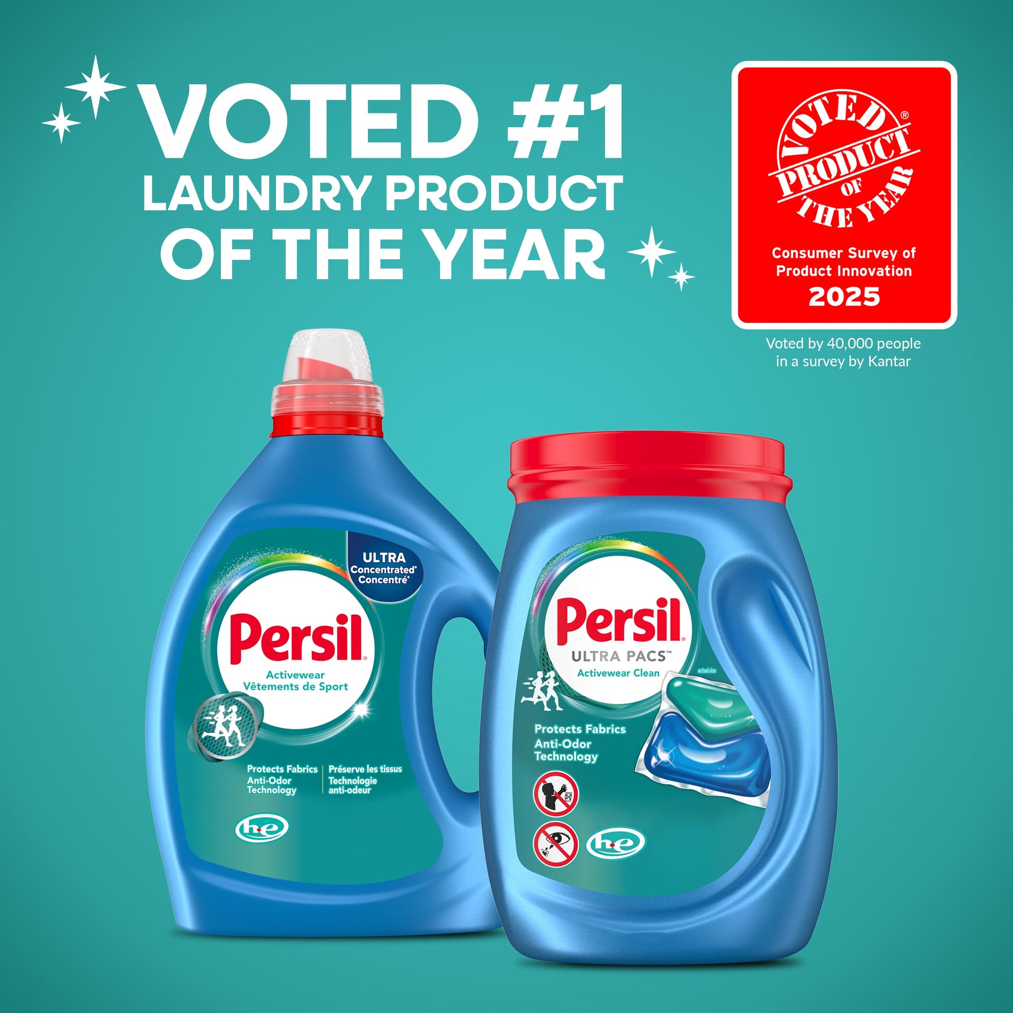 Persil Activewear Clean Laundry Detergent Liquid, 82.5 Fl Oz, 82 Loads, Ultra Concentrated Laundry Soap, Helps Fight Stains & Odor, HE Safe