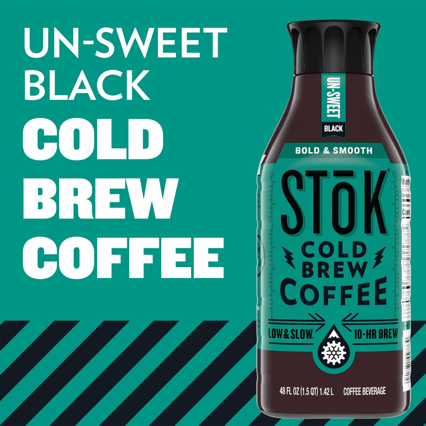 SToK Bold & Smooth Black Unsweetened Cold Brew Coffee, Ready to Drink Bottled Coffee, 48 fl oz