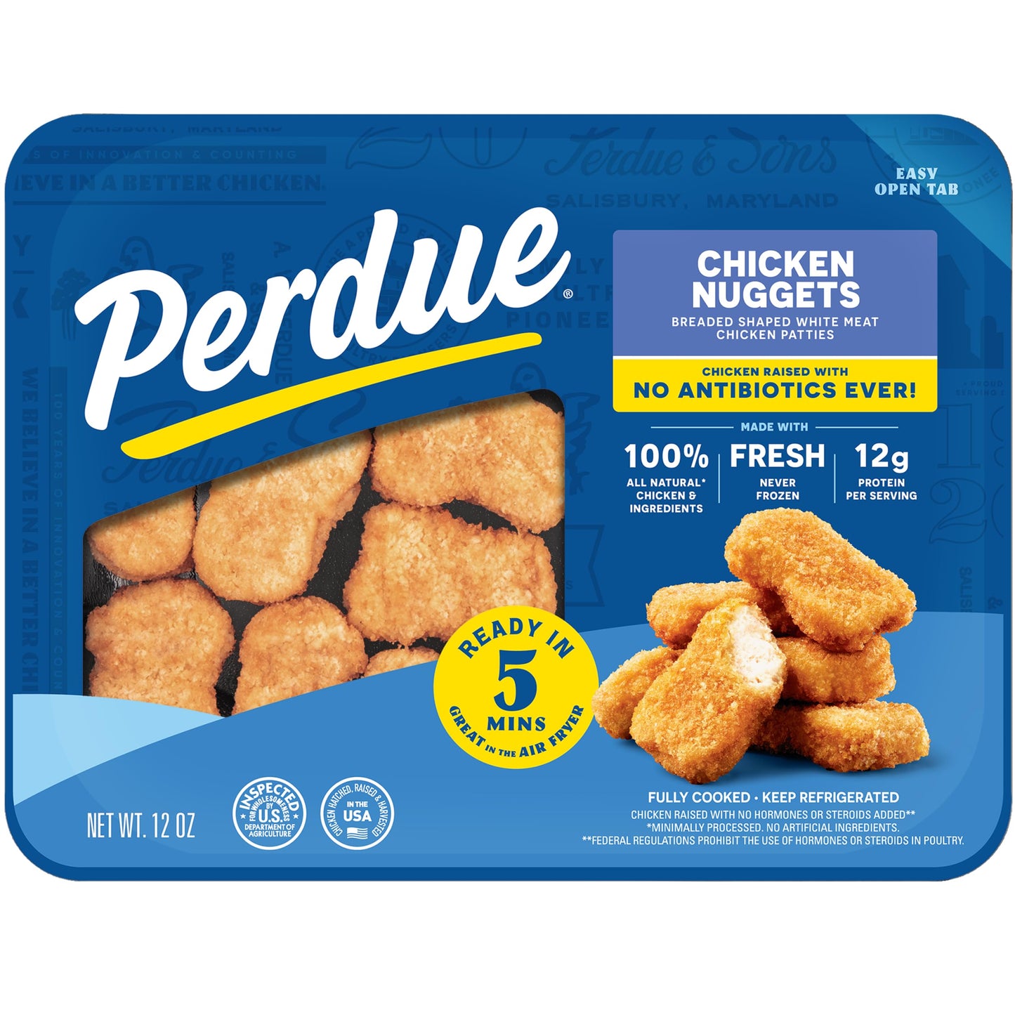 Perdue, Breaded Chicken Breast Nuggets, Fully Cooked, Fresh Tray Pack, 12 oz