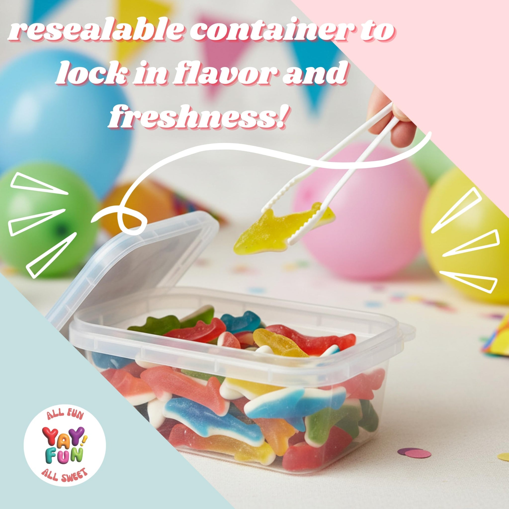 Halal Mix Baby Shark Gummy | 6 Pack Bundle (6x7 oz Tubs) | Assorted Color Shark-Shaped Gummy Candy| Resealable Tubs in Bulk with Display Box | Halal