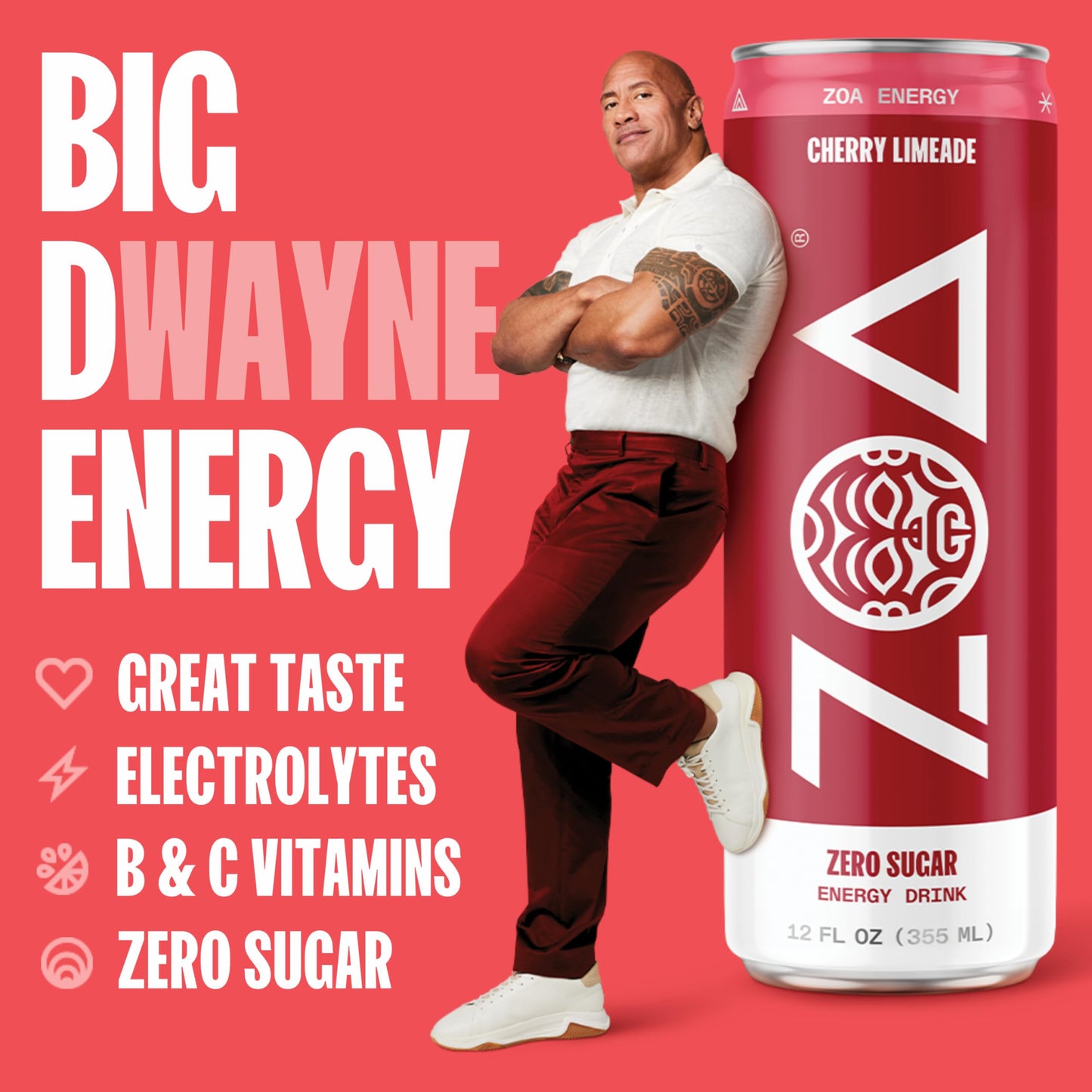 ZOA Zero Sugar Energy Drinks - Cherry Limeade | Healthy Energy Formula with Natural Caffeine, Daily Vitamin C, Essential B-Vitamins | Gluten-Free