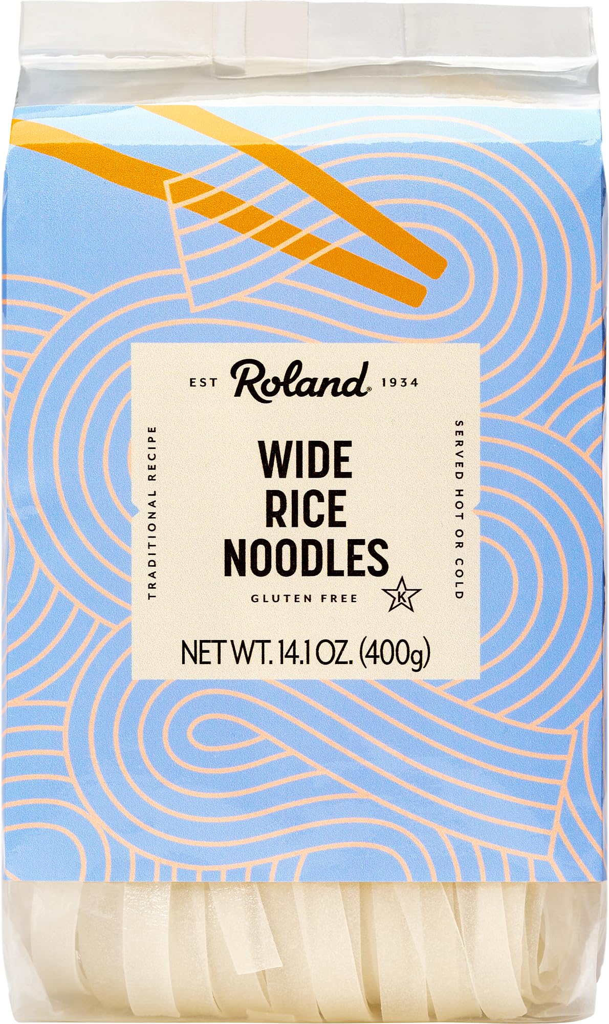 Roland Foods Wide Rice Noodles, Specialty Imported Food, 14.1 Ounce Bag, Pack of 1