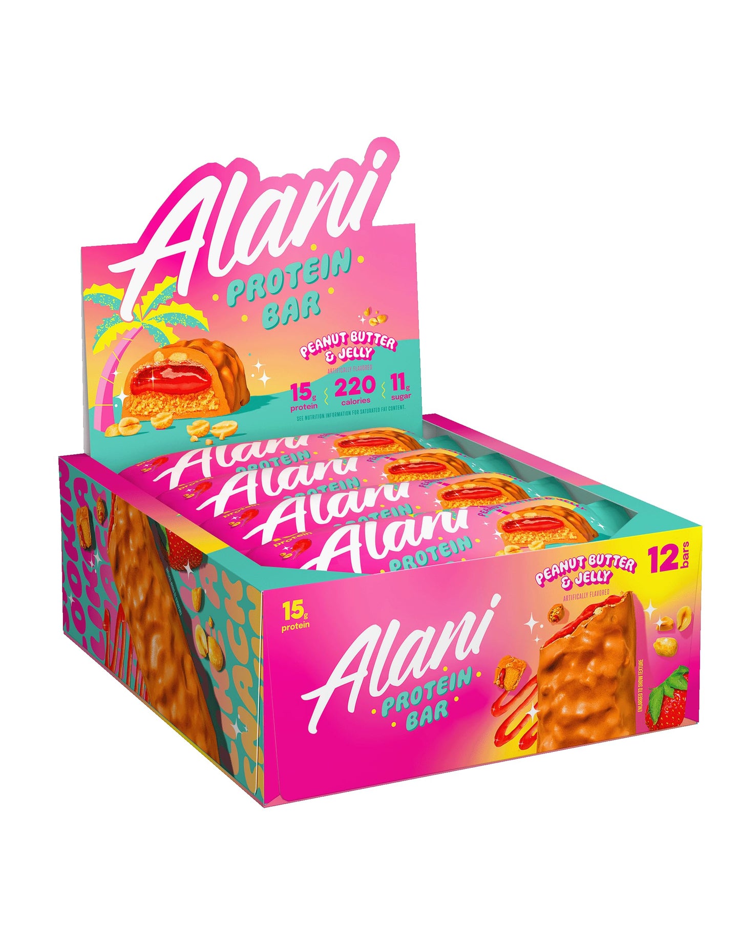 Alani Nu Protein Bars PEANUT BUTTER & JELLY | High Protein Gluten-Free Bars | 16g Protein | Low-Sugar (11G) Low-Carb Healthy Snacks | 12 Individually