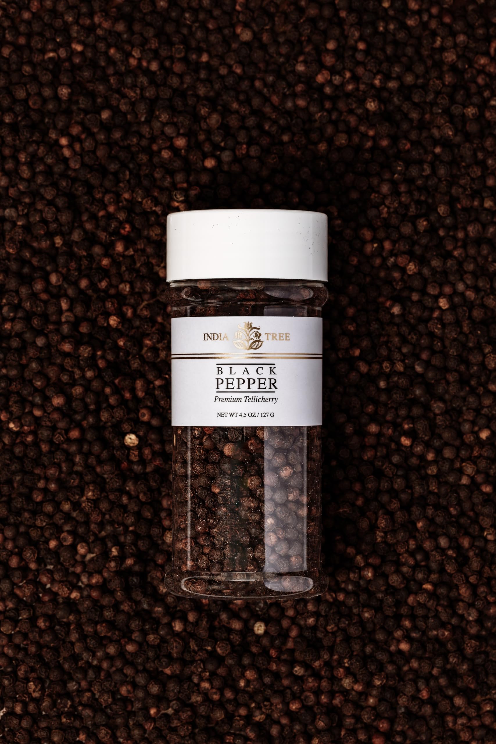 India Tree Tellicherry Peppercorns Whole Black Pepper with Bold Aromatic Flavor, 4.5 oz