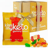 Kiss My Keto Sugar Free Gummy Bears, 12-Pack - Satisfy Cravings while Staying in Ketosis - High Fiber, 3g Net Carbs, Non-GMO & No Gluten - Fruity