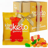 Kiss My Keto Sugar Free Gummy Bears, 12-Pack - Satisfy Cravings while Staying in Ketosis - High Fiber, 3g Net Carbs, Non-GMO & No Gluten - Fruity