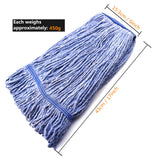 String Mop Heads Replacement Heavy Duty Commercial Grade Blue Cotton Looped End Wet Industrial Cleaning Mop Head Refills (3, Medium)