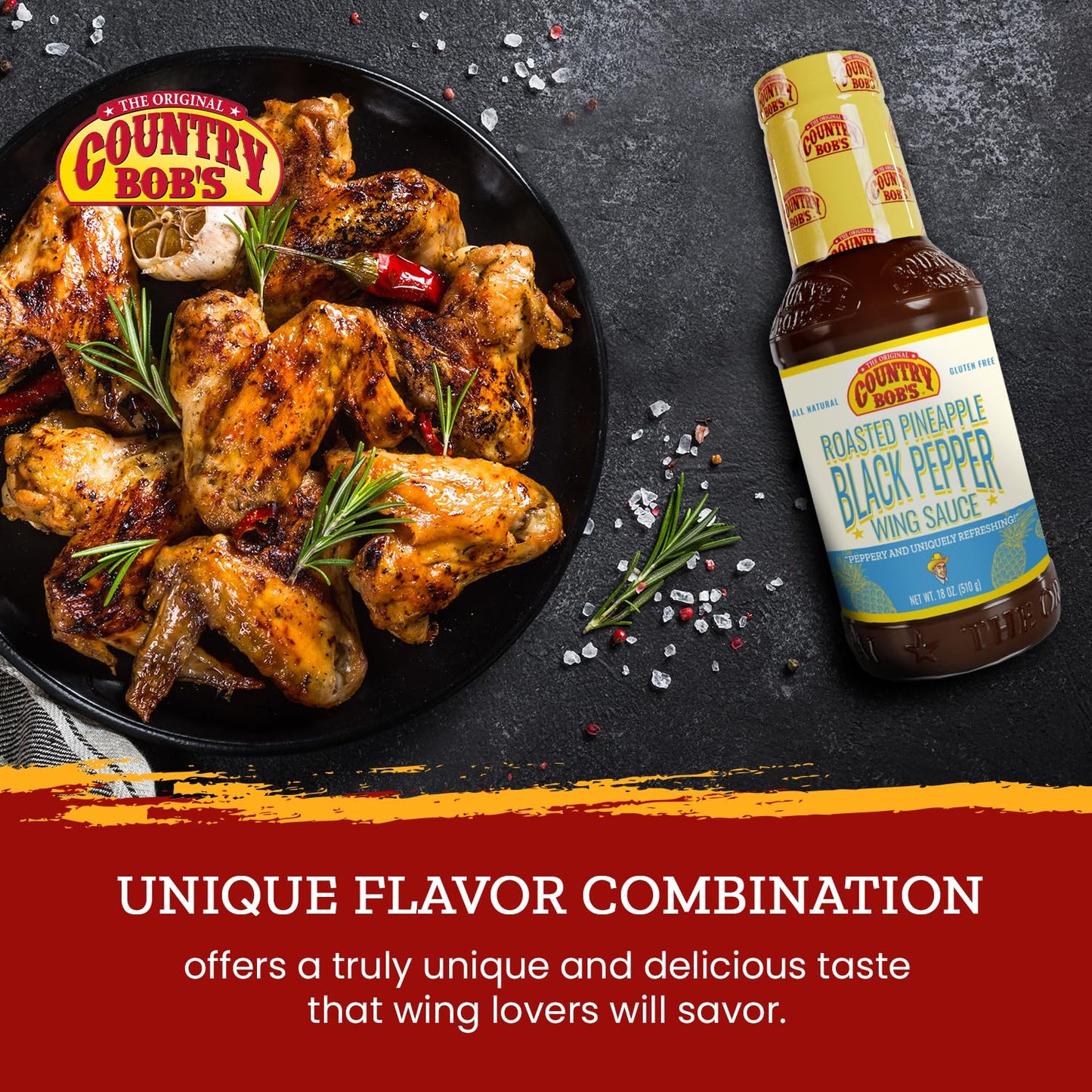 Country Bob's - Roasted Pineapple & Black Pepper Wing Sauce - 18 oz