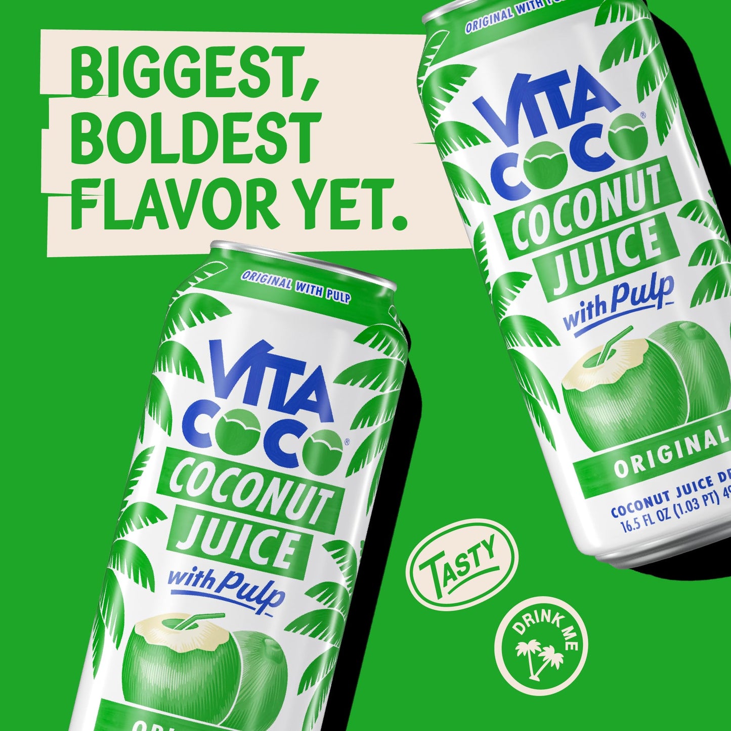Vita Coco Coconut Juice, Original with Pulp | Big, Bold Coconut Taste | Sweet, Refreshing Hydration for Meals | 16.9 oz can (Pack of 12)