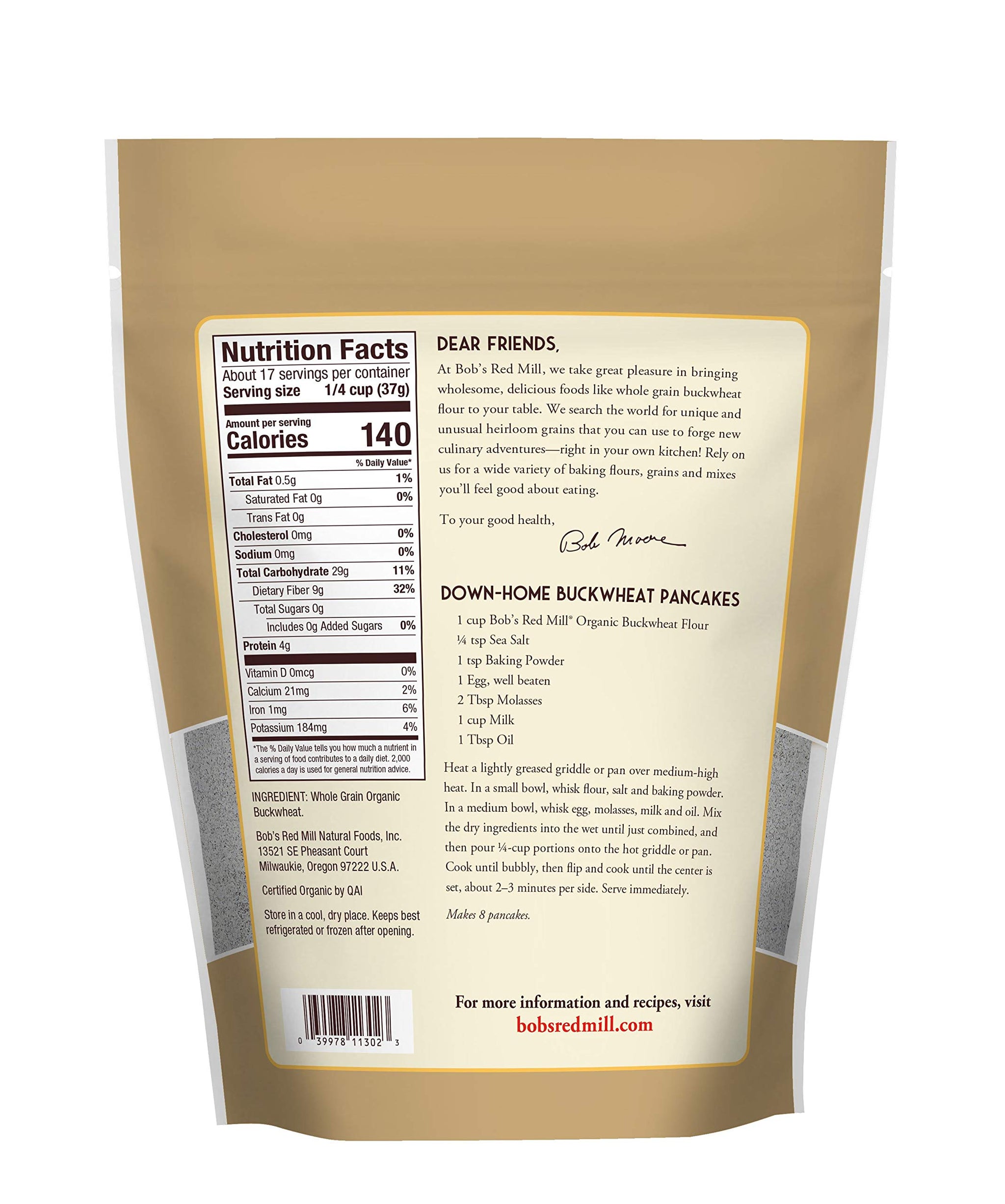 Bobs Red Mill, Organic Buckwheat Flour, 22 Ounce