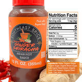 Southeast Spice Ginger Sriracha Hot Sauce - organic ginger garlic sauce for salad steak bbq seafood dumpling shrimp cocktail avocado toast. Spicy