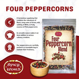 Spicy World Four Peppercorn Rainbow Blend in Resealable Bag - Perfect Flavor Blend - NON-GMO, Steam Sterilized - Whole Black, Whole Green, Whole White