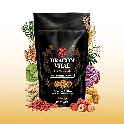 Dragon Vital Herbal Tea with Ginseng & Maca - Natural Energy Support | Caffeine-Free Botanical Blend for Vitality & Active Living | All natural