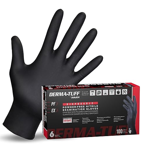 SAS Safety SAS - 66583 - 120 PACK Derma-Tuff Powder Free Nitrile Disposable Gloves, 6 Mil, 2XL 120 Ct, Latex Free, Black