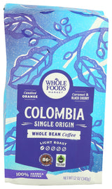Whole Foods Market, Coffee Columbia Whole Bean, 12 Ounce