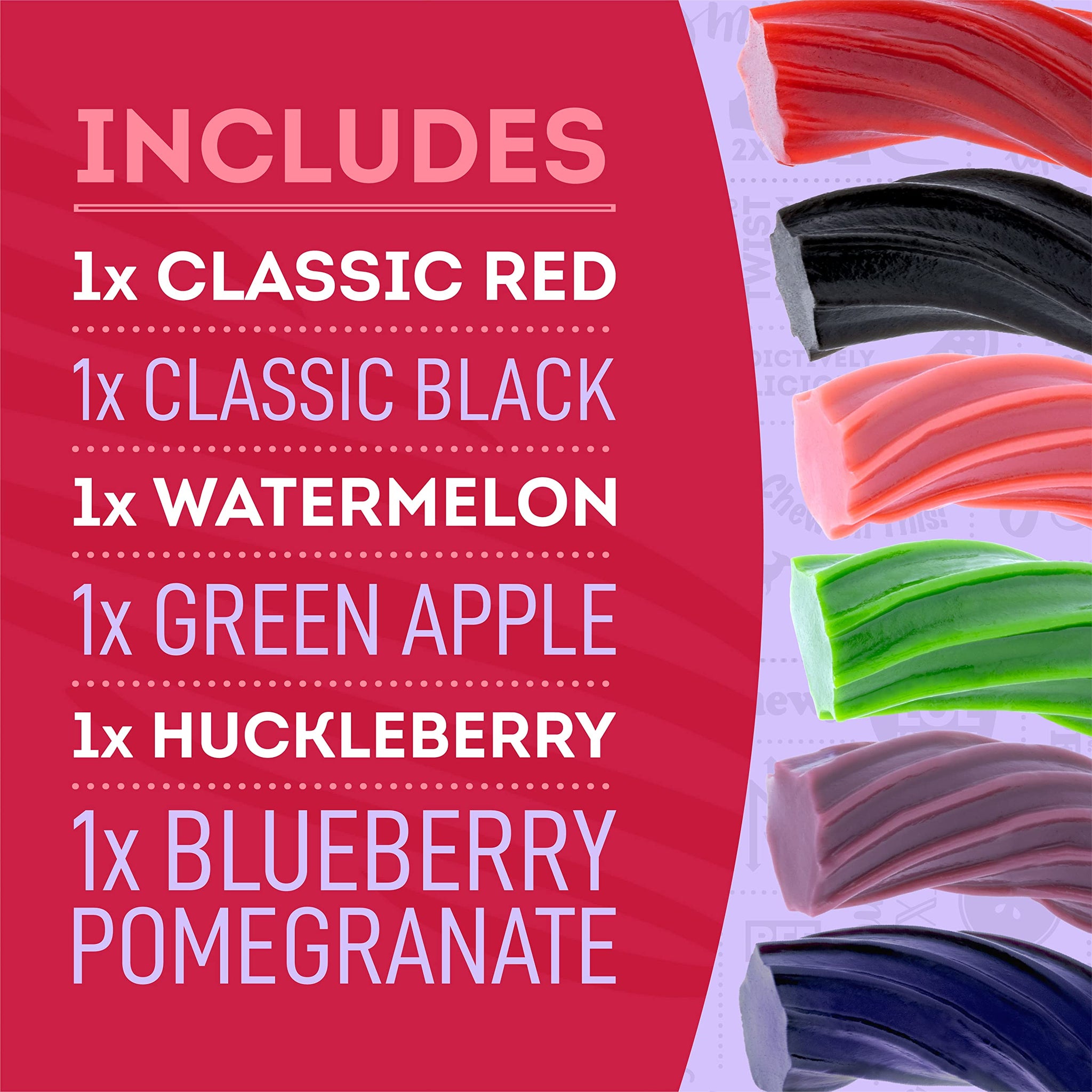 Wiley Wallaby Licorice 10 Ounce Classic Gourmet Australian Style Soft & Chewy Licorice Candy Variety Pack Twists, 6 Pack