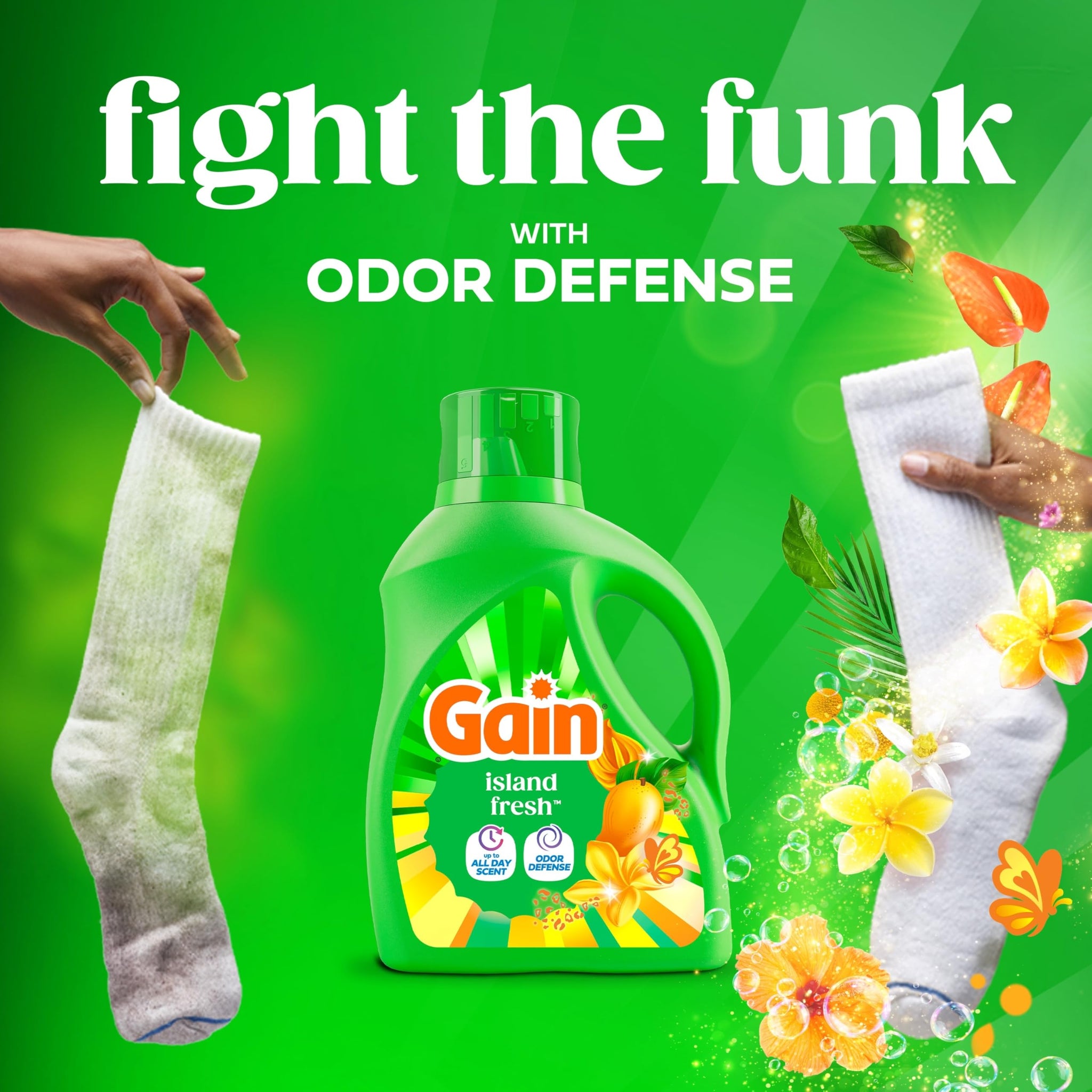 Gain Liquid Laundry Detergent, With Odor Defense, Island Fresh Scent, Laundry Soap For HE Washing Machines, 132 fl oz, 100 Loads (Packaging May Vary)