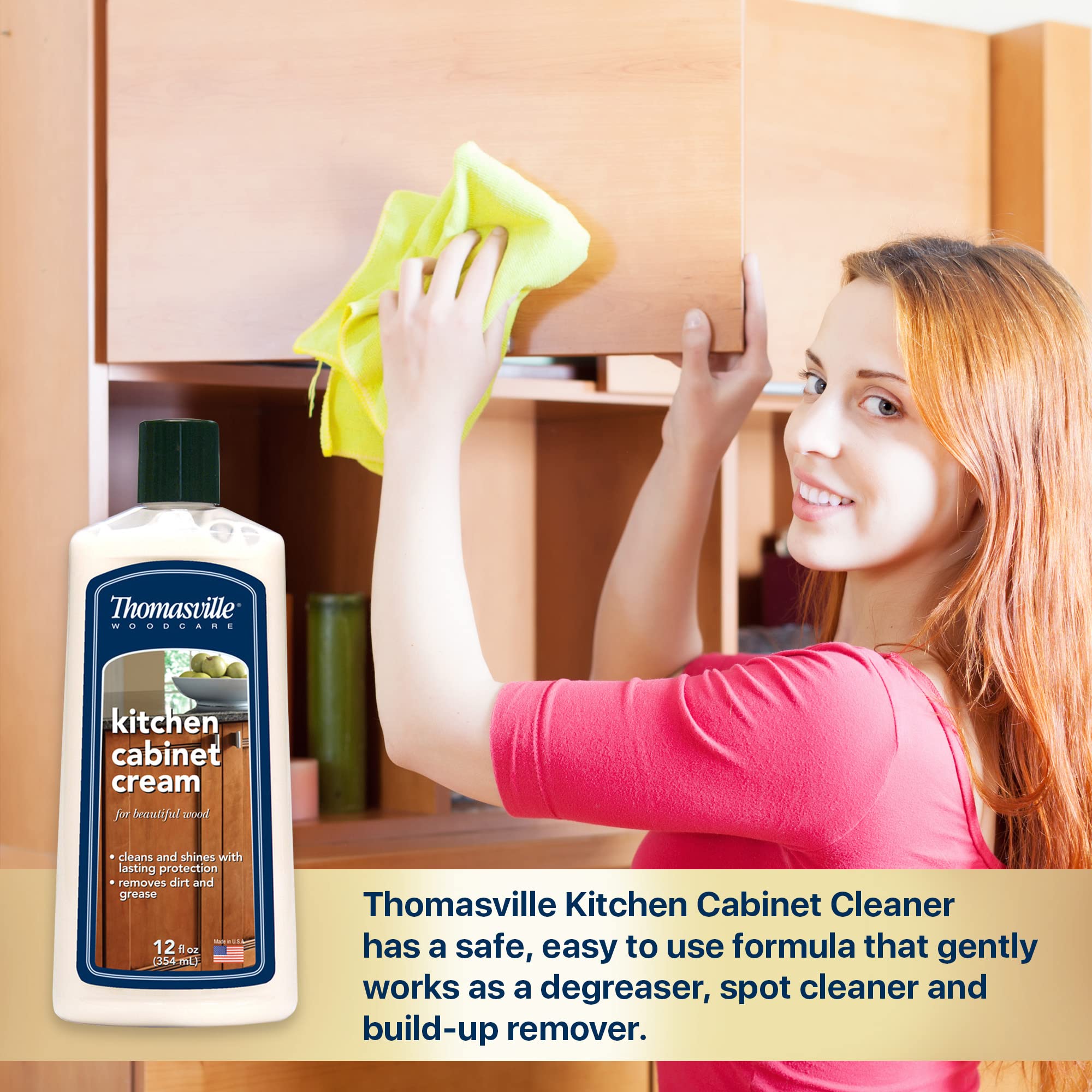 THOMASVILLE KITCHEN CABINET CREAM - Multisurface Wood Cleaner and Polish Furniture Quick Shine Restorer Protector Kitchen Cabinets Surface Cleaner