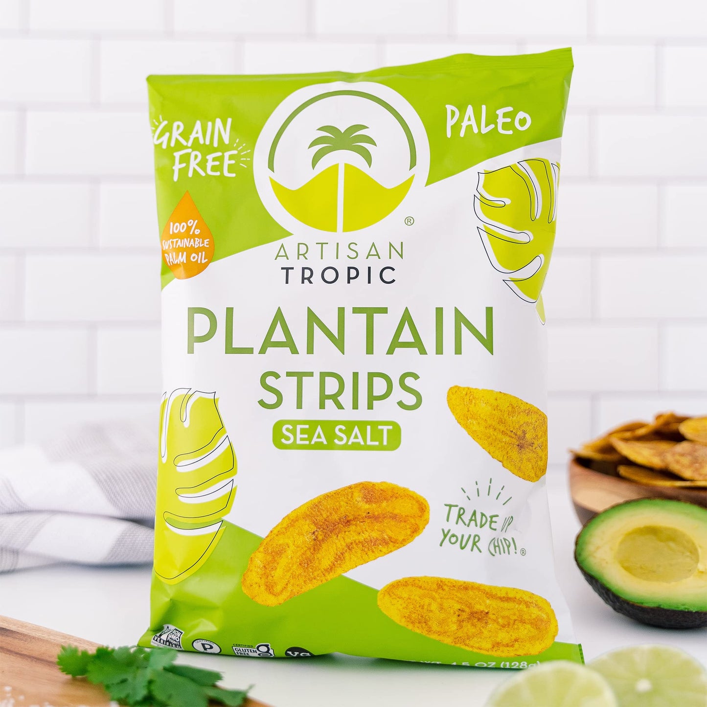 ARTISAN TROPIC Plantain Strips Sea Salt - 2 Pack, 4.5oz - Vegan, Paleo, Gluten Free Chips - Whole 30 Approved Foods Non-GMO Healthy Snack for Lunches