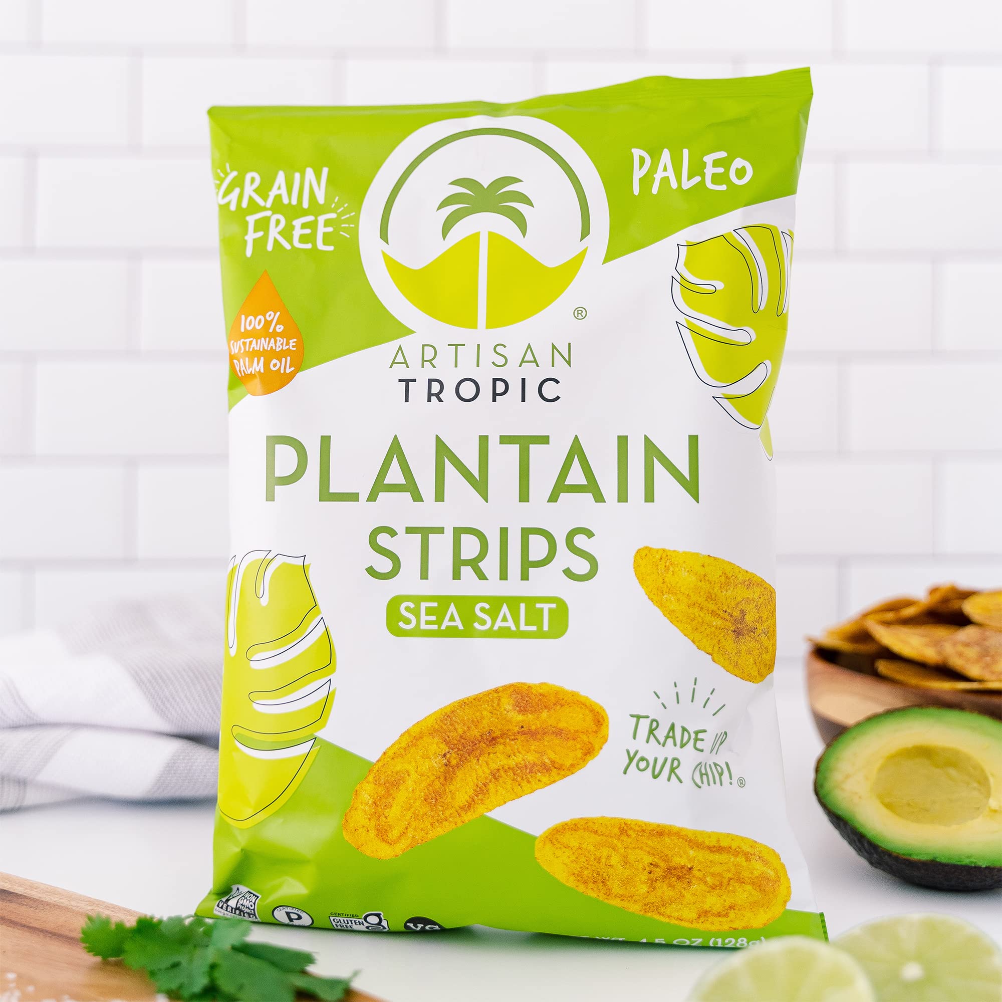 ARTISAN TROPIC Plantain Strips Sea Salt - 2 Pack, 4.5oz - Vegan, Paleo, Gluten Free Chips - Whole 30 Approved Foods Non-GMO Healthy Snack for Lunches