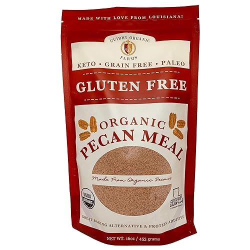 Guidry Organic Farms Pecan Meal, USDA Certified Organic, 16 oz. delicious baking alternative,Gluten Free, Paleo & Keto Friendly, Protein Additive