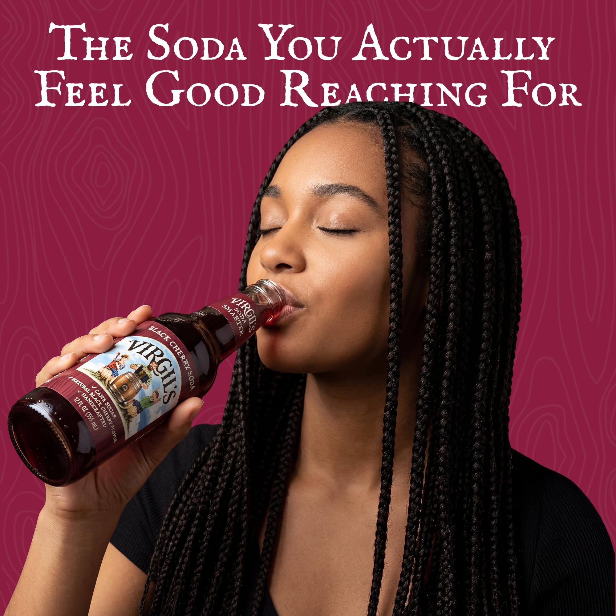 Virgil's Naturally Bold Handcrafted Black Cherry Soda, 12 fl oz Bottle - Bold Creamy Flavor w/Mellow Cherry Finish - Natural & Made w/Real Cane Sugar