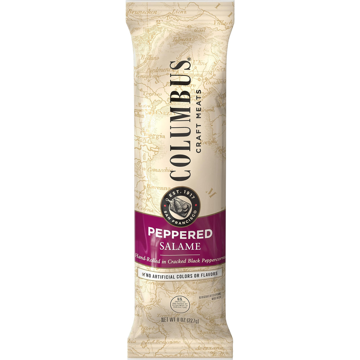 COLUMBUS Peppered Salami, Charcuterie Meat, 8 oz Stick