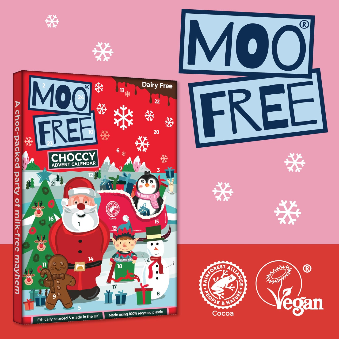 Moo Free Dairy Free Chocolate Advent Calendar 100g (Pack of 3)