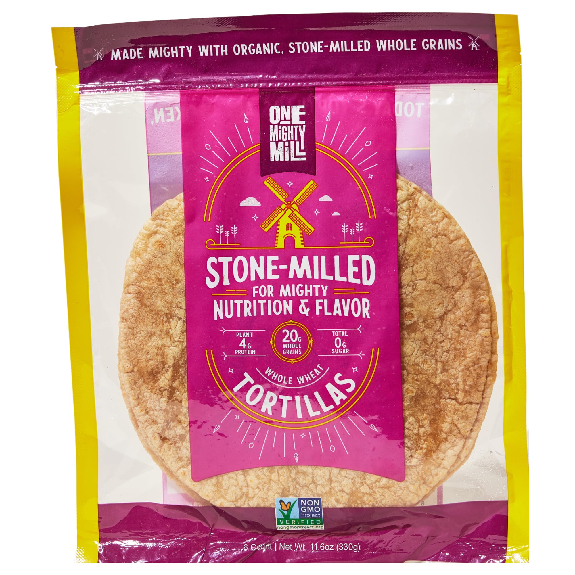 One Mighty Mill, Whole Wheat Tortillas - Made with Organic Whole Grains | 6 count - 11.6oz.