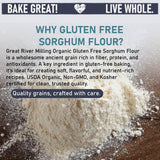 Great River Milling Organic Sorghum Flour | Gluten Free Whole Grain Flour | USDA Organic, Non-GMO, Kosher, Vegan Certified | Mild, Versatile Baking