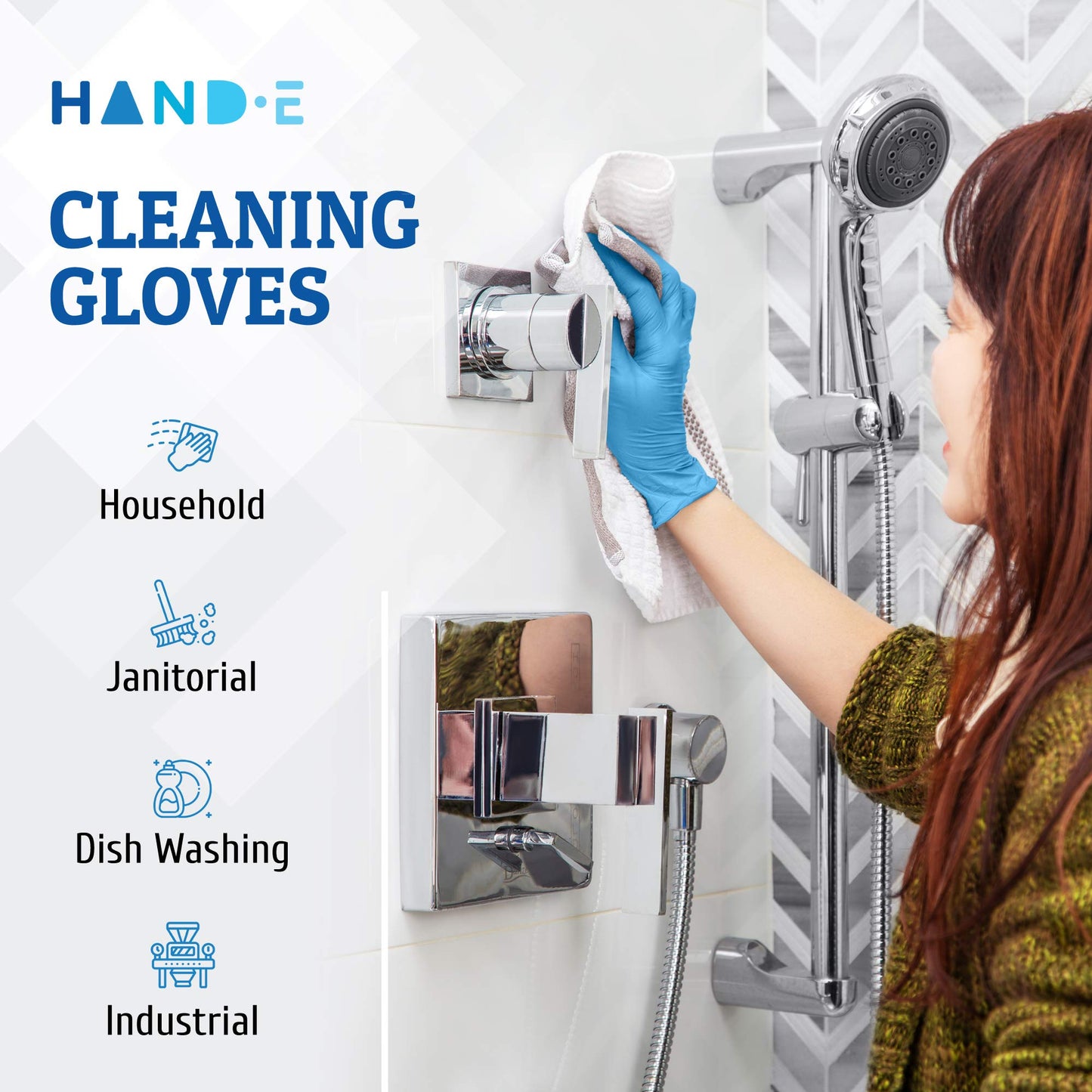 Hand-E Touch Disposable Blue Nitrile Gloves Large 1000 Count - Latex Free Gloves, Powder Free, Medical Exam, Cooking