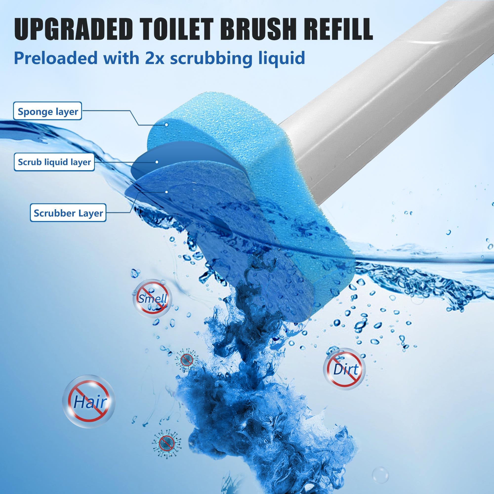 Disposable Toilet Brush with 112 Refills, Toilet Bowl Wand and Holder, White Toilet Cleaning Brush, Toilet Bowl Wand Kit Wall-mounted, Toilet Brush