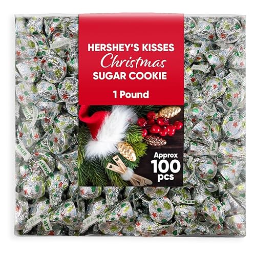 Kisses Chistmas Sugar Cookie Flavored White Creme 1 Pounds approx 100 - Healthy Chocolate Treats - Great for Wedding, Easter, Christmas, Halloween