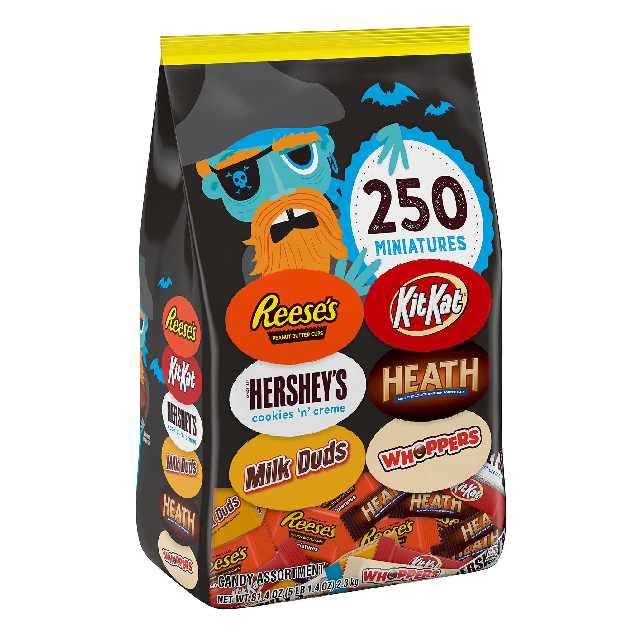 Hershey Chocolate and White Creme Assortment Miniatures Candy, 81.4 oz Bulk Variety Bag (250 Pieces)